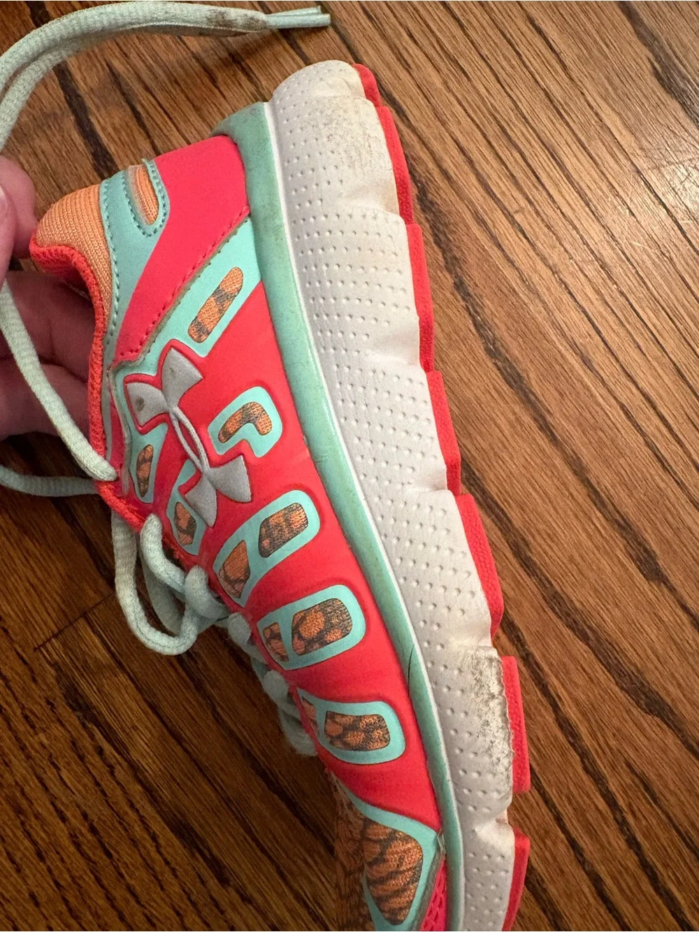 Under Armour Girl’s Coral and Mint Athletic Running Shoes